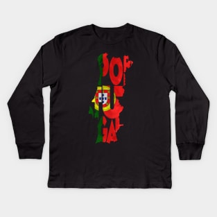 Portugal Typo Map Kids Long Sleeve T-Shirt